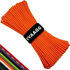 VVAAGG 550lb Paracord Rope 100FT: 4mm Lightweight and Durable Camping Rope 7 Strand Nylon Parachute Cord for Fishing Clothesline Hammock Tent & Survival DIY Bracelet Orange(Orange)