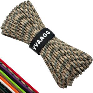 VVAAGG 550lb Paracord Rope 100FT: 4mm Lightweight and Durable Camping Rope 7 Strand Nylon Parachute Cord for Fishing Clothesline Hammock Tent & Survival DIY Bracelet Orange(Camo)