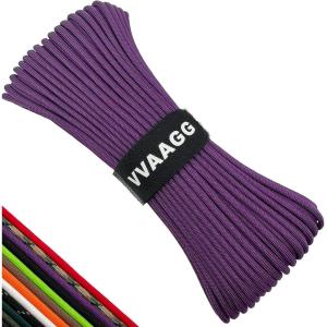 VVAAGG 550lb Paracord Rope 100FT: 4mm Lightweight and Durable Camping Rope 7 Strand Nylon Parachute Cord for Fishing Clothesline Hammock Tent & Survival DIY Bracelet Orange(Purple)
