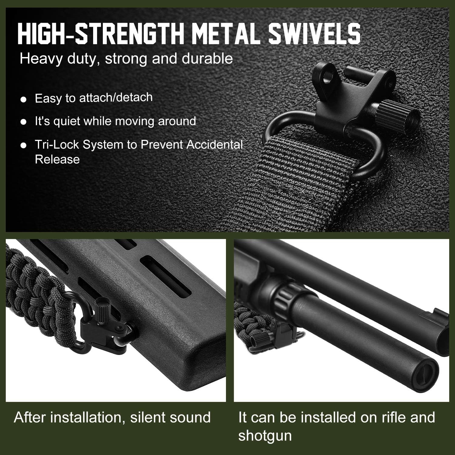 imageVVAAGG 4PCS Sling Swivels 1 125 15 inch 2Point Sling Attachment4pcs 15 inch Swivels Gary