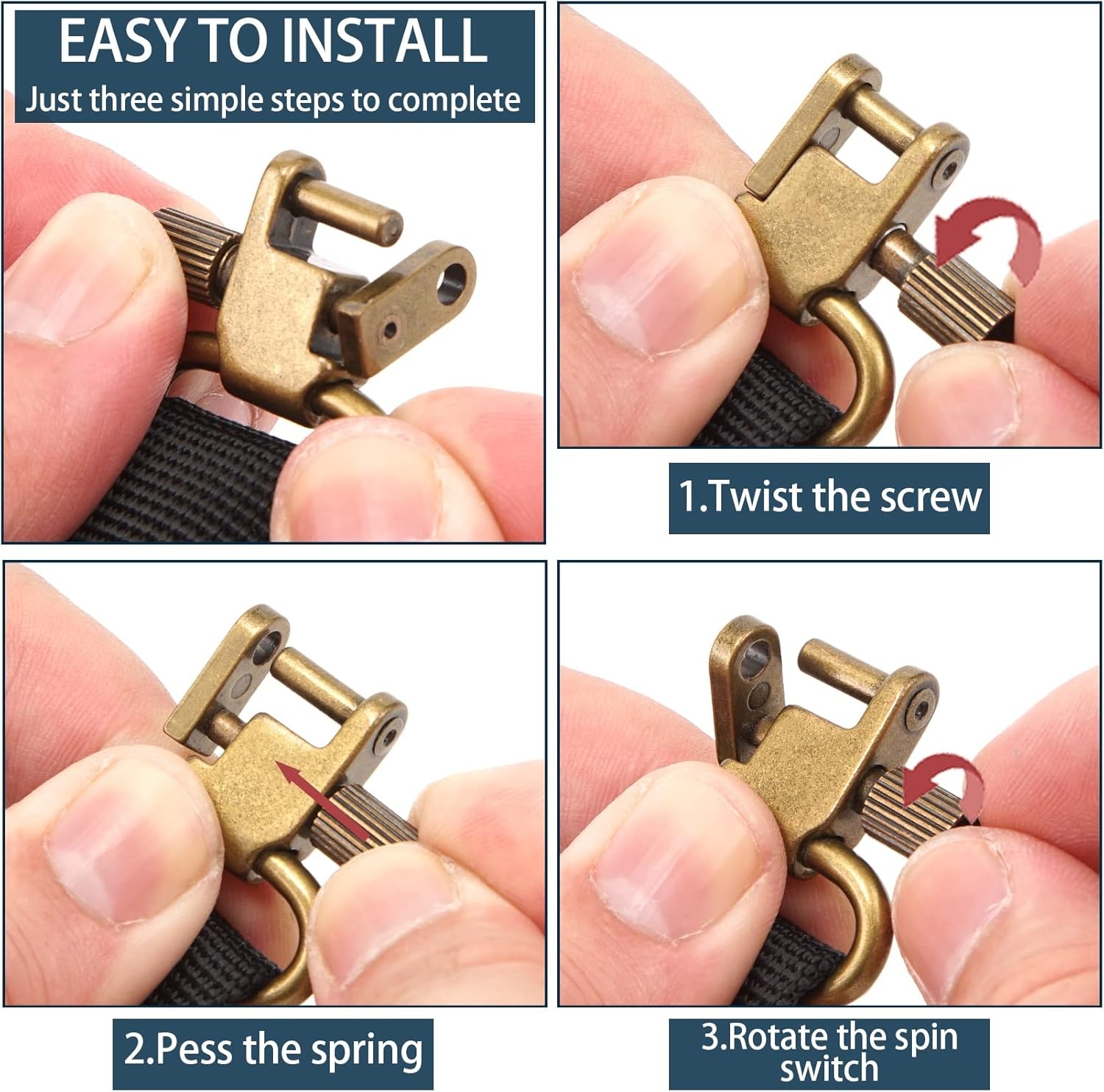 imageVVAAGG 4PCS Sling Swivels 1 125 15 inch 2Point Sling Attachment4pcs 15 inch Swivels Gold